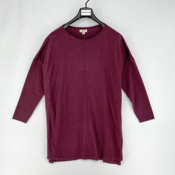 Style&Co Women Plus Boatneck Long Sleeve Seamed Tunic Pullover Sweater Berry Jam - Picture 2 of 7